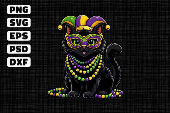 Black Cat Mardi Gras Mask SVG