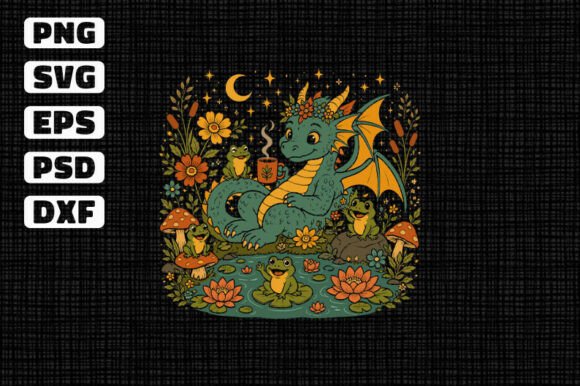Cute Dragon Tea Time SVG