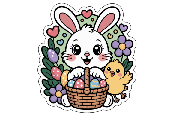 Cute Easter Bunny Chick SVG Clipart