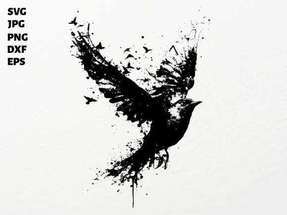 Flying Bird Ink Splash SVG for Cricut