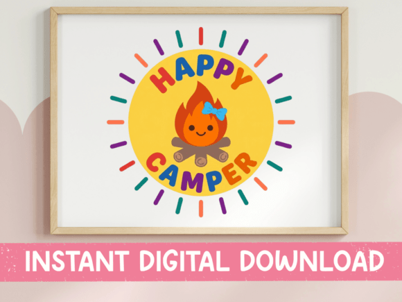 Happy Camper Campfire Girl SVG PNG