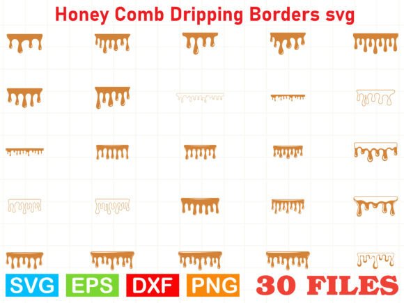 Honey Comb Dripping Borders SVG Bundle