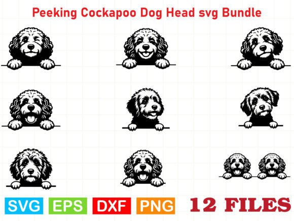 Peeking Cockapoo Dog Head SVG Bundle