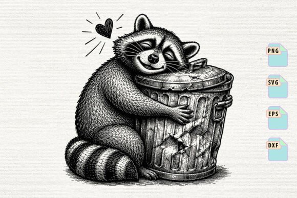 Raccoon Hugging Trash SVG
