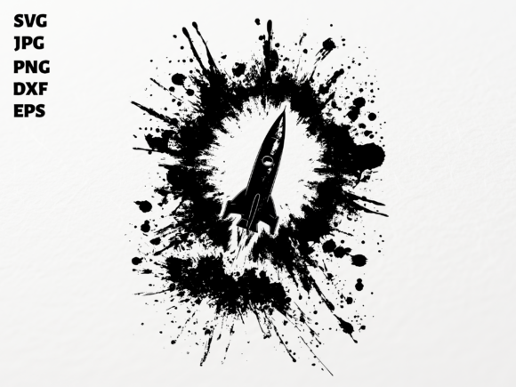 Rocket Ink Splatter SVG Sublimation PNG