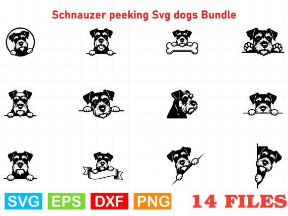 Schnauzer Peeking SVG Dogs Bundle